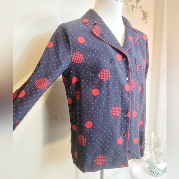 1901 GEOMETRIC PATTERN NOTCHED COLLAR BUTTON-UP LONG SLEEVE WOMEN'S SHIRT SMALL - Picture 3 of 16